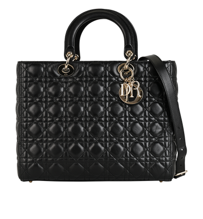 Large Lady Dior, &pound;2,300, Handbags, Black, Leather, Front view